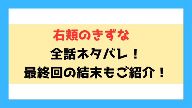 『右頬のきずな』ネタバレ！最終回・結末もご紹介！
