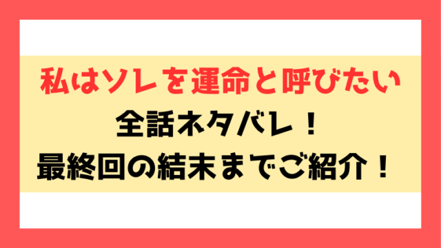 『私はソレを運命と呼びたい』ネタバレ！最終回・結末までご紹介！