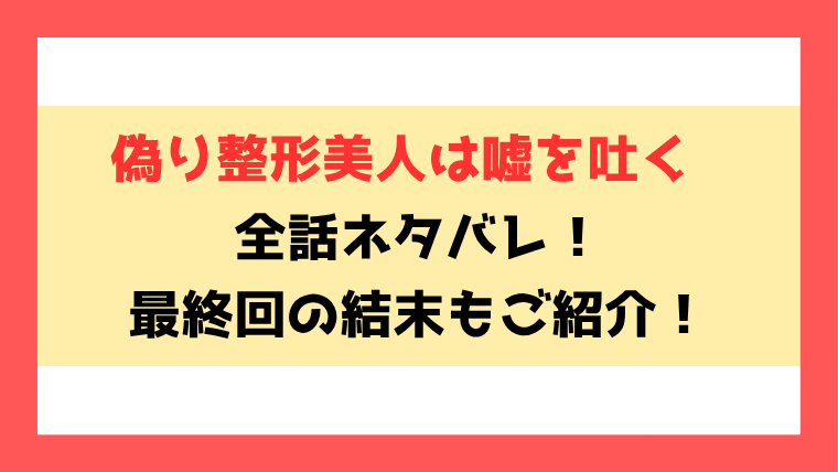 『偽り整形美人は嘘を吐く』全話ネタバレ！最終回・結末もご紹介！