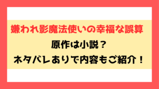 『嫌われ影魔法使いの幸福な誤算』原作は小説？全話ネタバレと最終回・結末も考察！